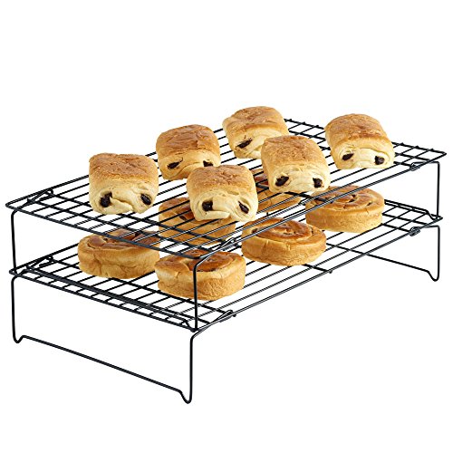 VonShef 3-teiliges stapelbares Abkühlgitter mit Antihaftbeschichtung – Einzeln oder platzsparend verwendbar - 4