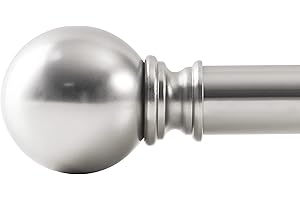 NICETOWN Barra de Cortina Para Salon Decorativa Ventana Extensible 2,54 cm de Diámetro Universal con Remates Redondos Ajustable Longitud de 182 a 365cm, Color Niquel Satinado