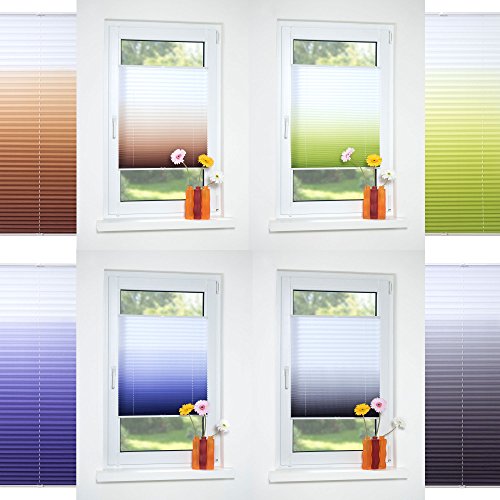 HOMELIA Klemmfix-Plissee Farbverlauf, Stoff: 100% Polyester, verspannt ohne Bohren oder Schrauben, 080 x 130 grün , blickdichte Transparenz, lichtdurchlässig, exklusives Design