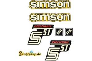 2TAKTSHOP 4 teiliger Dekorsatz Simson S51 Elektronik altes Design Aufkleber