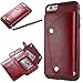Produktbild [Nicht für iPhone 6/6S]iPhone 6 Plus Hülle,iPhone 6S Plus Leather Handyhülle,WIWJ Wallet Case[Modisch Leder Handy Shell mit Geldbörse] Flip Cover Schutzhüllen für iPhone 6 Plus/6S Plus-Rot