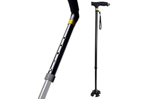 Hogar y Mas Bastón Extensible de Aluminio Rígido y Firme, Seguridad Garantizada. Luz LED Tobillo Biónico Antideslizante 75/100 cm