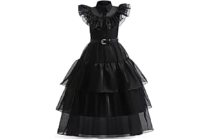 DELANHON Girls Princess Dress Kids Luxury Dark Fancy Dress Costume Family Cosplay Uniform Carnival Outfit for 4-12 years