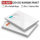2 li paket Parlak Kuşe ve Mat 1.Hamur Etiket Toplam 50 adet 25 Adet Parlak Kuşe 25 Adet Mat 1.Hamur Etiket