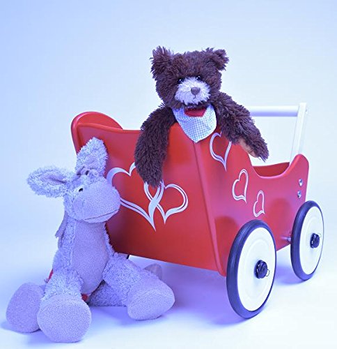 SchwabenKids® Puppenwagen hellgelb + BREMSE + Kissen Holzpuppenwagen Lauflernwagen - 2