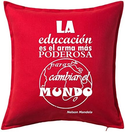 Original Cushions with Text Cushions Original Education Is The Weapon... (Mandela). 45 x 45 cm. Colour red.