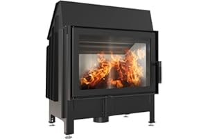 KRATKI Kamineinsatz ZIBI 11kW - Kaminkassette - Holzkamin - 2.BImSchV 15a B-Vg - Lufteinlass 125mm - Cremefarbe Kaminverkleidung - Hersteller KRATKI