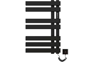 SKYLYZH Handtuchheizkörper Elektrisch, 450x720mm Badheizkörper Elektrisch, Matt Schwarz Handtuchtrockner Elektrisch, Handtuchwärmer mit LED Anzeige mit Timing&Temperaturanpassung, Energie Sparen-Black Right