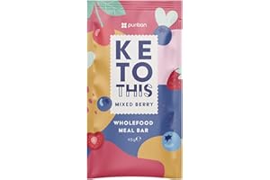 Purition Wholefood Meal Bars Mixed Berry Flavour 12 Pack | Vegan & Keto Friendly | No Added Sugar | Premium Low Carb High Fat Keto Meal Bars with Only Natural Ingredients