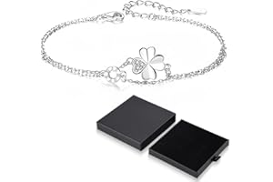 JEYORZY Bracelet Femme, Bracelet Femme Lucky Clover, Symbole du Trèfle Porte Bonheur,Bijoux Femme Cadeaux de Noël Anniversaire Femme Cadeaux Fête des Mères