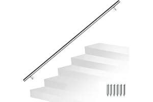 Joparri Corrimano in acciaio inox, ringhiera da parete, per scale, 160 cm, Ø 42 mm, per interni ed esterni con supporti a parete, materiale di montaggio