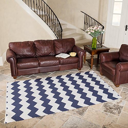 5 x 8 Ft. Blue Chevron Area Rug