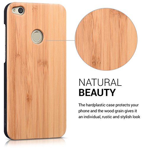 kwmobile Funda para Huawei P8 Lite  2017  - Carcasa Posterior de  Madera  - Case Protector  Duro  en  marr  n Claro 