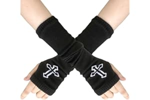 JKJF 1 Pair Women Goth Arm Sleeve Cool Rock Hip Hop Punk Gloves Fingerless Gloves for Women Girl Costume Party Nightclub