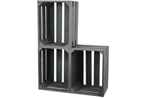 LAUBLUST Vintage Holzkisten 3er Set - Weinkisten & Obstkisten | Aufbewahrungskisten aus Holz - Geschenkkisten, Möbelkisten & Deko (Grau, 40 x 30 x 25 cm | L)