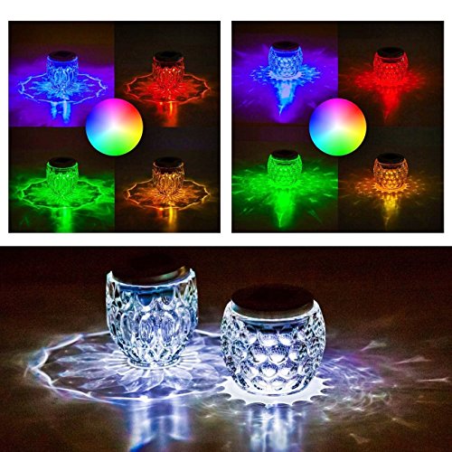 2 x LED Edelstahl Solar Tischleuchte Glas Solarleuchte Farbwechsel oder weißes Licht - 2