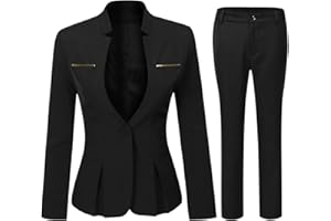 YYNUDA Tailleur Femme 2 pièces Slim Fit One Button Blazer Veste Bureau Travail Pantalon Costumes Jupe Costumes