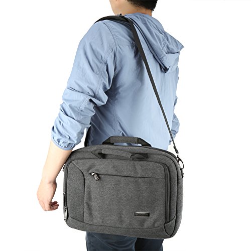Notebooktasche 13.3, Evecase Universal Canvas Laptop Schutzhülle Aktentasche mit Zubehörfächer, Lasche für Trolleybefestigung für Notebook MacBook Ultrabook Tablet bis 13.3 Zoll – Cooper Grau - 7