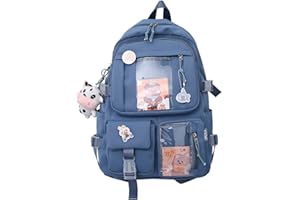 XIANXIAN Kawaii Backpack with Pendant, Large Capacity Cute Bear Accessories Backpack for School Multi Pocket Rucksack for Teen Girls Cute Kawaii School Backpacks