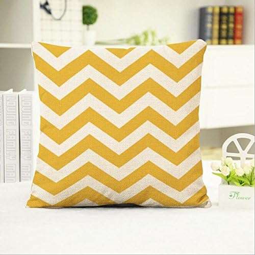 Dabbie 16 X 16 Inches Decorative Cotton Canvas Square Throw Pillow Cover Cushion Case gold yellow and white wave Chevron Stripe Toss Pillowcase with Invisible Zipper Closure