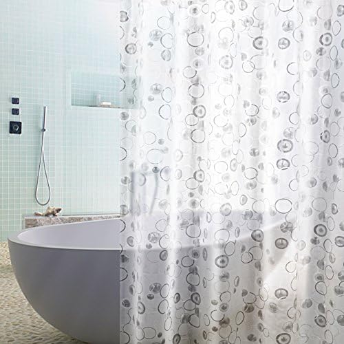 Shower Curtain Mould Proof Resistant, Etersky 3D Semi-transparent Shower Curtain Liner,EVA Waterproof Anti-Bacterial with 3 Magnets and 12 Metal Hooks - 72'' x 72'' - White