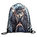 Produktbild gthytjhv Unisex Waterproof Rucksack mit Kordelzug for Gym School Travel Flaming Fire Cruel Lion King Blue Lightweight Unique 16.9x14.2