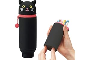 LIHIT LAB LIHITLAB PuniLabo A7712-3 Stifteetui, Stifthalter, 6,1 x 19,8 cm, schwarze Katze