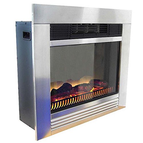 Classic Fire Elektrischer Kamin mit Edelstahlfront Elektrokamin Edelstahl 1800W mit simulierten LED Kaminfeuer Effekt