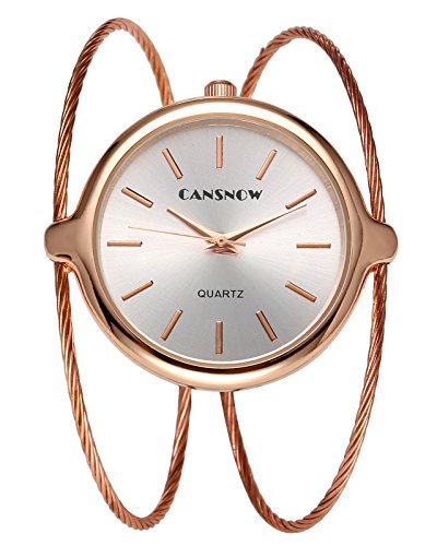 JSDDE Uhren,Damenuhr Chic Manschette Spangenuhr Zeitlose Design Armbanduhr Analog Quarzuhr Doppel Dünn Metallarmband Uhr,Rosengold JSDDE Uhren,Damenuhr Chic Manschette Spangenuhr Zeitlose Design Armbanduhr Analog Quarzuhr Doppel Dünn Metallarmband Uhr,Rosengold