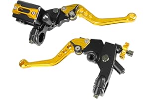 MABUTINGTI Levier d'embrayage Universel 7/8" 22mm Maître-Cylindre Pompe de Frein Réglable Compatible avec Yama-ha Polaris Suzuki Kawa-saki Honda Moto (or)