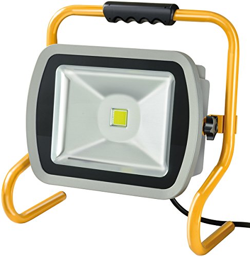 Brennenstuhl Mobile Chip-LED-Leuchte / LED Strahler außen und innen (Außenstrahler 80 Watt, Baustrahler IP65, LED Fluter Tageslicht) Farbe: silber/gelb