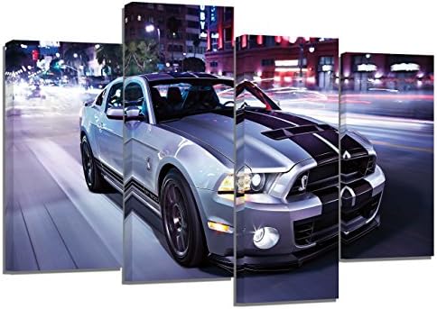 Ford Mustang/set of 4 new canvas split prints 32"x 20"