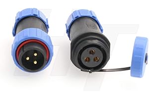 HangTon HE21 - Conector de 3 pines macho hembra circular impermeable de 30 A para equipos LED/marino/iluminación (engarzado)