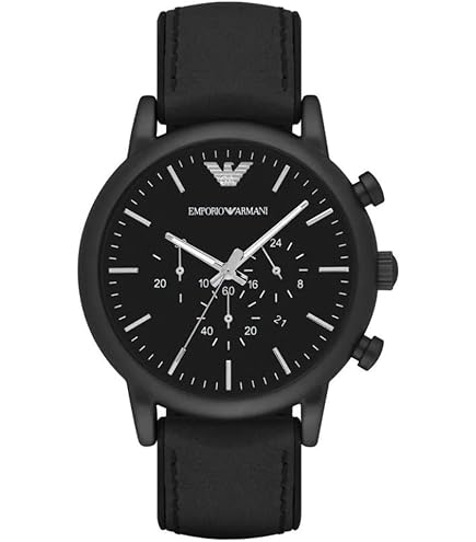 Emporio Armani Leather Analog Blue Dial Men Watch-Ar11516, Black