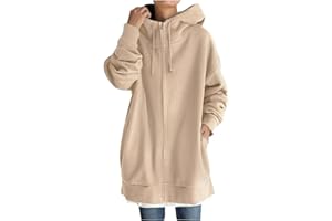 Alueeu Long Hoodie Jacke Damen Gr. 50/52 52 Long Sweatjacke Damen Mit Kapuze Grün Oversize Große Größen Xxl Sportjacke Steppjacke Kapuzenjacke Sweatjacke Übergangsjacke Sweatmantel