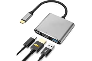 COMBLU Adaptateur USB C vers HDMI, adaptateur multiport de type C vers HDMI USB 3.0 type C USB C 4K HDMI numérique AV Multiport pour MacBook, gris, G