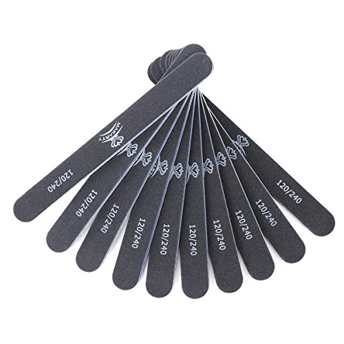 MAKARTT® 10pcs/ pack Professional Nail Files Washable Double Sided Emery Board 100/180, 120/240, 180/240 Grit Nail Buffering Files (120/240 Grit)