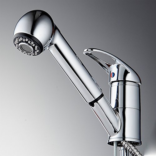 Kaleep Spültischarmatur mit herausziehbarer Geschirrbrause Küche verchromt Hochdruck Armatur Mischbatterie Einhandhebelmischer Wasserhahn Spültisch Wasserhahn - 2