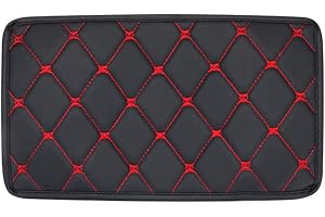 CWED Auto Mittelkonsolen abdeckung,Mittelarmlehne Pad,Auto Universal Armlehnenbezug Auto Armlehnen Mittelarmlehne Schutzhülle Armlehnen Schutz Zubehör, für Fahrzeuge(rote Linie auf schwarz)