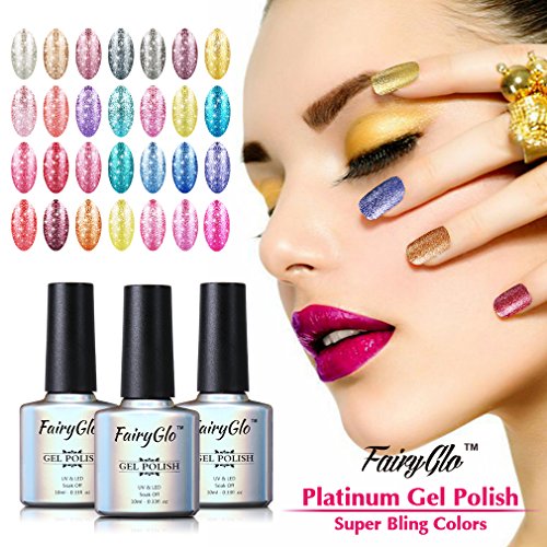 UV Gel Nagellack FairyGlo Nail Gel Polish Nagelgel Schimmer Glitzer Platinum Series (1xStück 10ML) - 3