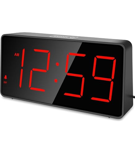 Cabilock Digitaler LED-Wecker Mit RGB-Farbwechsel – Große Anzeige, 2 Alarme, DST-Funktion, Holz-Design