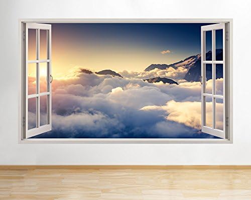 a185 Clouds Sky Sunset Mountains Wall Decal Poster 3D art Stickers Vinyl Room (Medium (52x30cm))