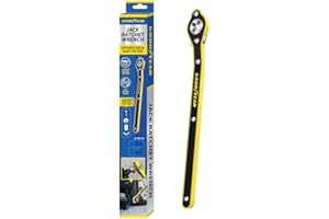 Goodyear Ratchet Wrench Jack Handle, 34cm Scissor Jack Handle with Swivel Head & Universal Adapter, Heavy-Duty Steel, Anti-Corrosion, for Car, SUV, Van Tyre Change (Under 2 Tonnes)