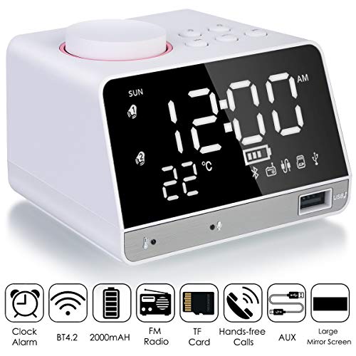 Preisvergleich Produktbild Chennie Spiegel wecker Musik Radio multifunktions drahtlose Bluetooth Lautsprecher fm Radio unterstützung aux tf Karte Musik Play entspannt Dekoration für Home Office (Color : White)