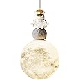 PZAOJAU Moon Pendant Light 3D Printed Planet Astronaut Ceiling Hanging Lamp Modern LED Pendant Light Kids Room Milk White Sphere Nursery Chandelier for Boys Bedroom Girls Bedside Kindergarten