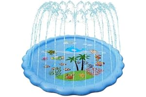 Veroda 67" Large Inflatable Splash Pool for Kids Sprinkler Paddling Pool Children Summer Holiday Playing Pool (Ocean Blue)