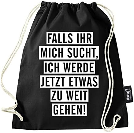 HASHTAGSTUFF® gymnastic bag with saying / different sayings and designs selectable / bag: black / backpack / jute bag / sports bag / hipster, WEITGEHEN (black) - HS001-13