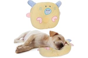 Horoper Weiches Hundekissen, Süßes Cartoon-Schwein-Tierform-Kissen, Katze-Hunde-Schlafkissen Zum Schutz der Halswirbelsäule(Gelb)
