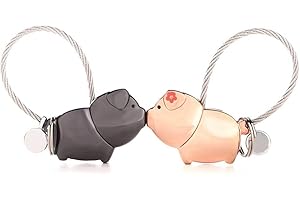 DOJOYKEY Suker Portachiavi 1 Coppia Magnetica Porta Chiave Maiale Bacio per Amanti di Coppia Portachiavi in Lega di Zinco Oro Rosa, Bel Regalo per Matrimonio, San Valentino, Compleanno, Natale, Oro Rosa,