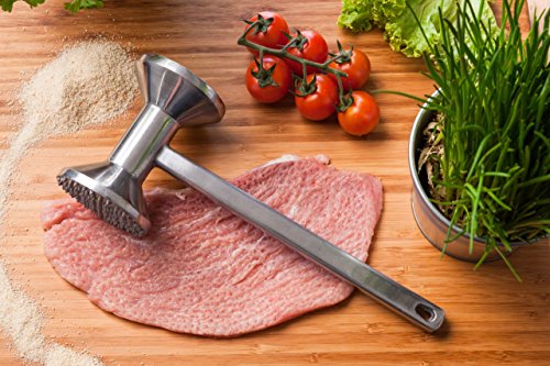 WELLGRO® Fleischklopfer 28 cm – Fleischhammer – Schnitzelklopfer – Steakhammer – Aluminium – Küchenhelfer - 3